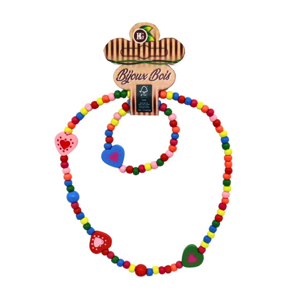 bracelet and necklace wooden