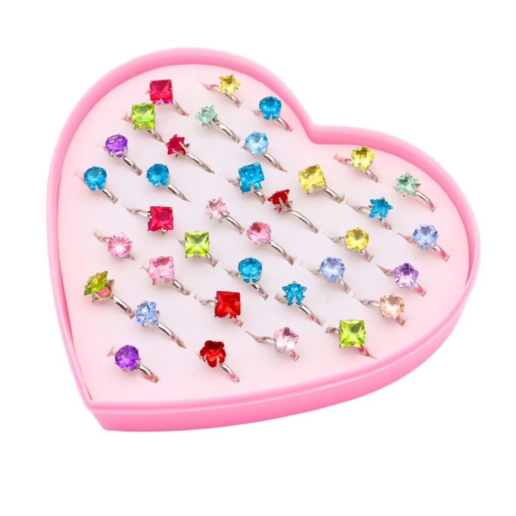 Ringe bunte Steine, 36 Stück
