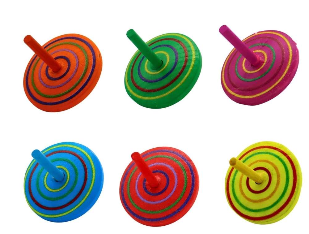 Kreisel aus Holz, 48 Stück