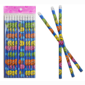 Bleistift Lachgesicht mit Radiertop, 72 Stück