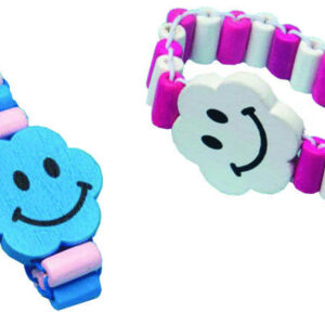 Armband Smiley aus Holz, 24 Stück