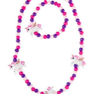 unicorn bracelet and necklace wooden