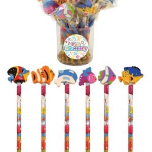 Bleistifte mit Meerestier Radiertop, 24 Stück