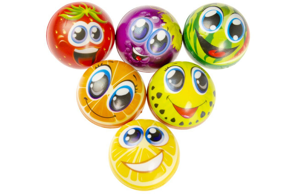 Antistressbälle Obst (60 mm), 24 Stück