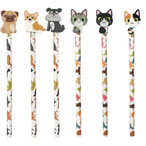 Bleistifte mit Hund/Katze Radiertop, 24 Stück