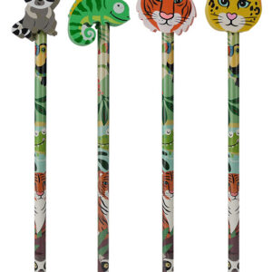 Bleistifte mit Wilde Tiere Radiertop, 24 Stück