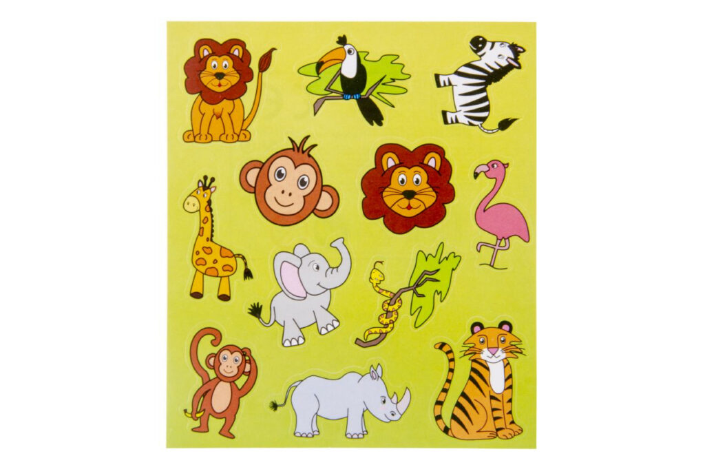 Stickerblatt Wilde Tiere, 100 Stück