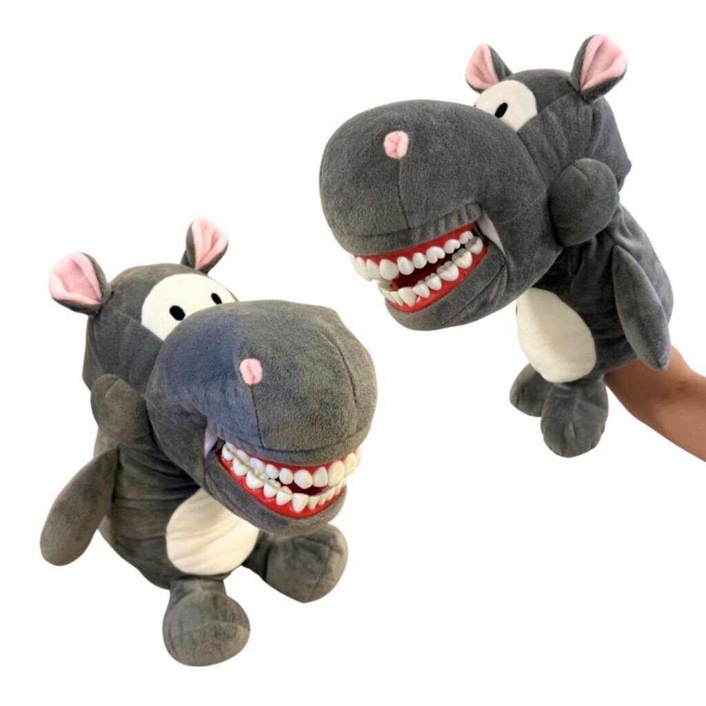 Handpuppe Hippo Medium mit Riesenzahnbürste, 1 Stück