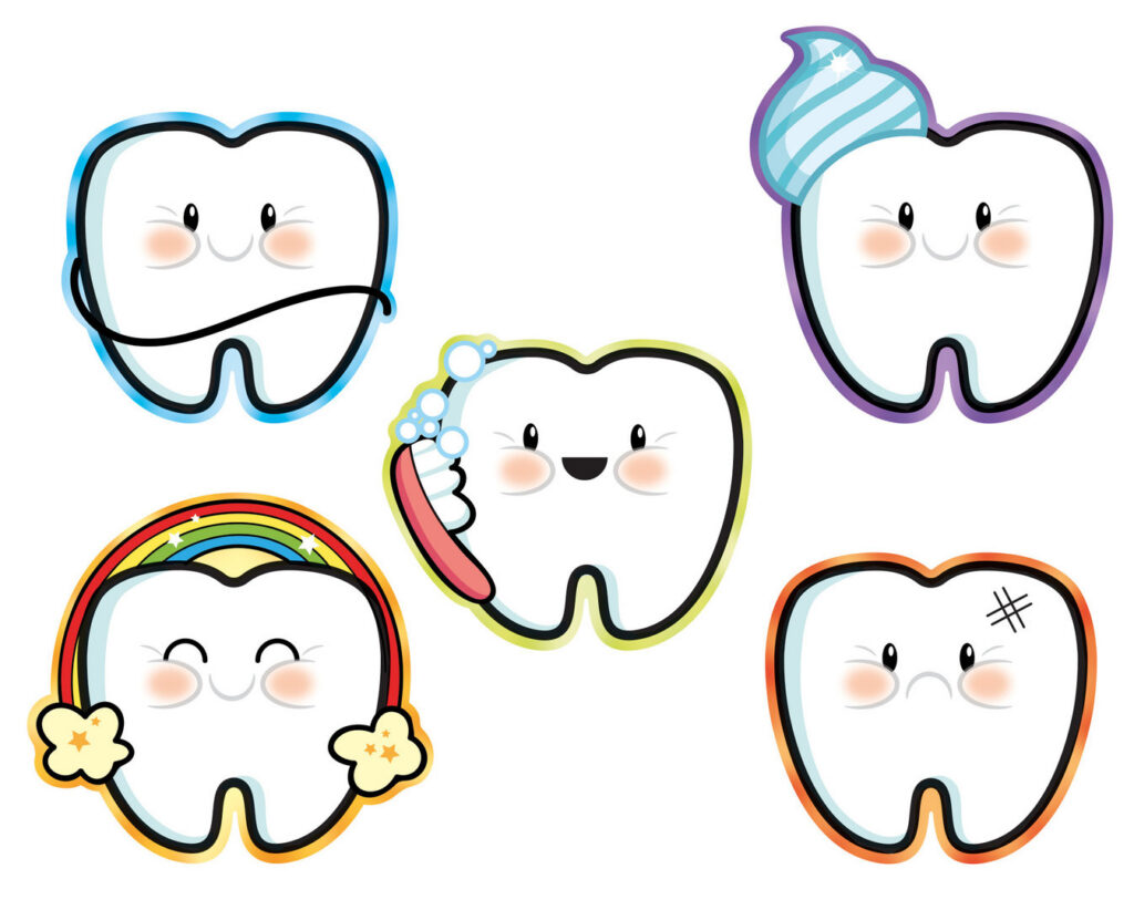 Sticker Happy Zahn Emoji, 200 Stück