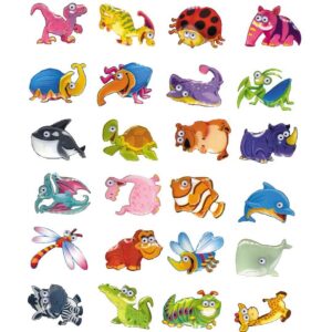 Sticker Tier-Mix mit Kulleraugen, 144 Stück